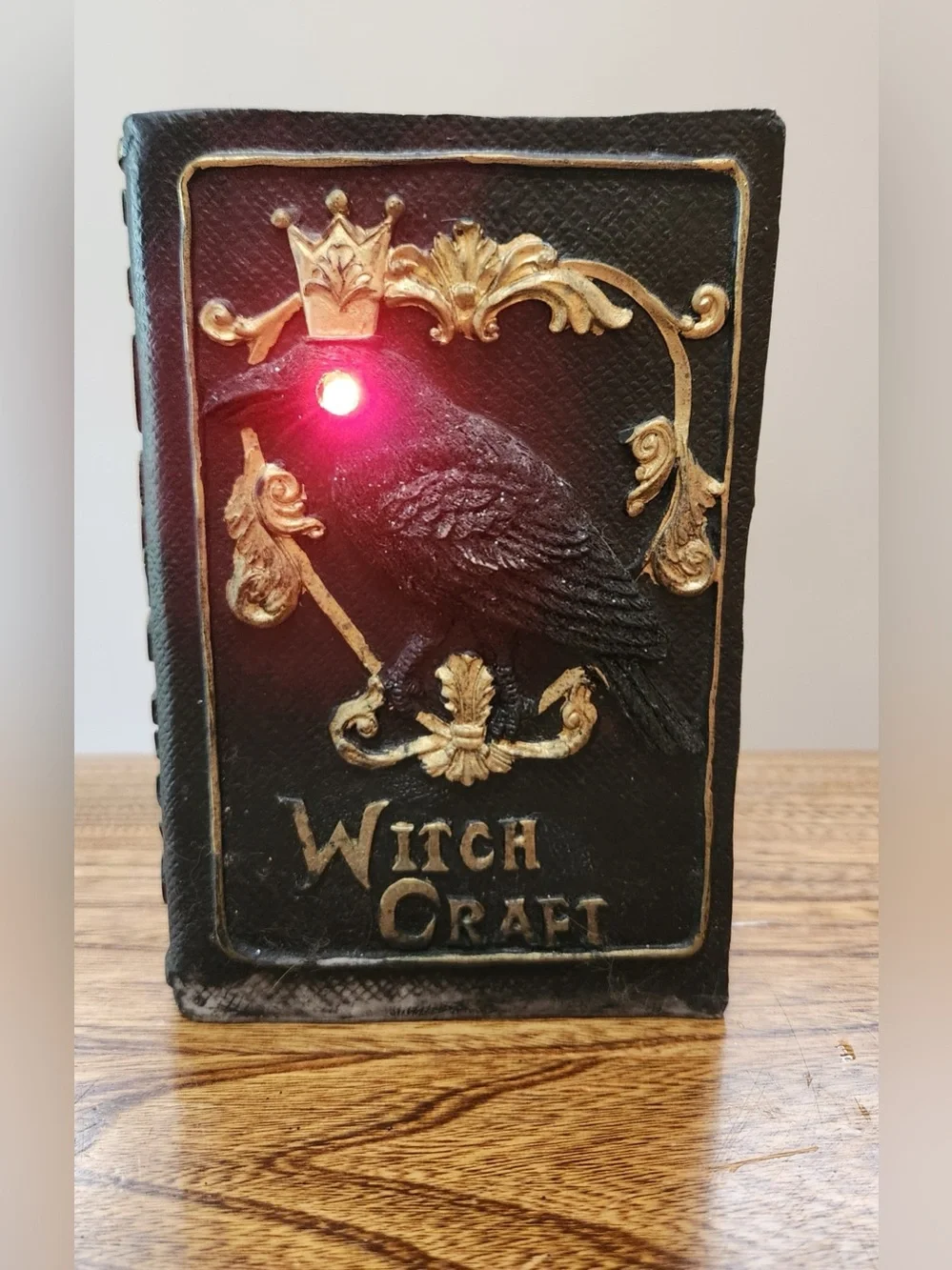 Halloween Cursed Spell Book w/ Raven Light Up Decor-Unique Fake Book Prop